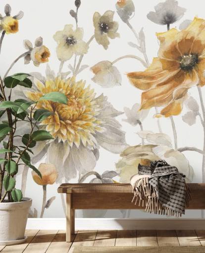 yellow gold botanical wall mural yellow gold botanical wall mural