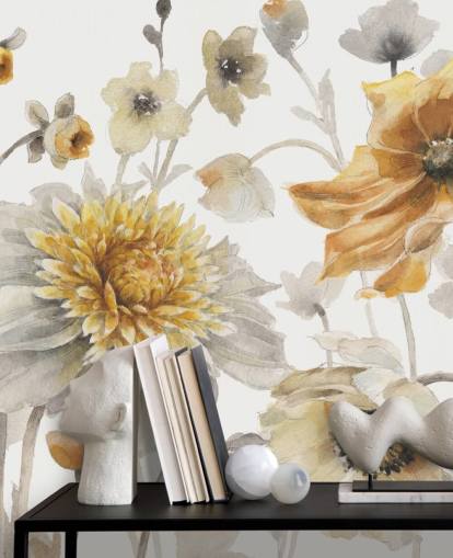 Botanisches Wandbild aus Gelbgold