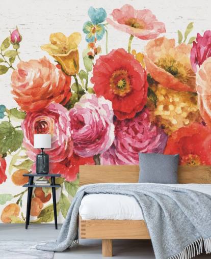 Colourful Floral Bouquet Mural Colourful Floral Bouquet Mural