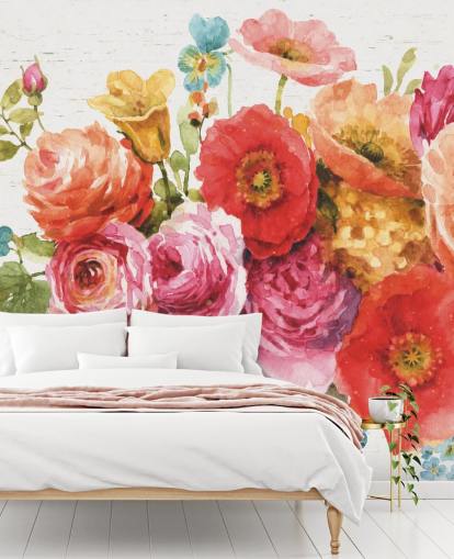 mural colorido con ramo de flores
