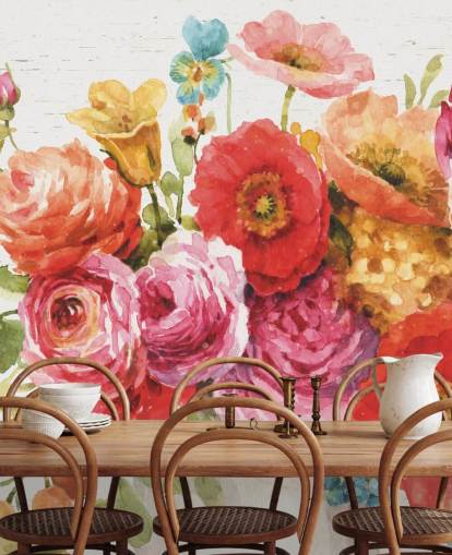 Buntes Blumenstrauß-Wandbild