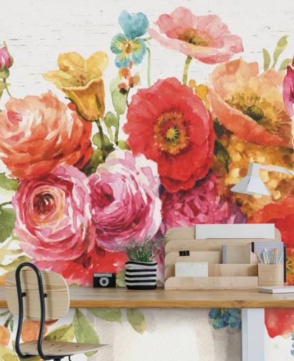 mural colorido con ramo de flores mural colorido con ramo de flores