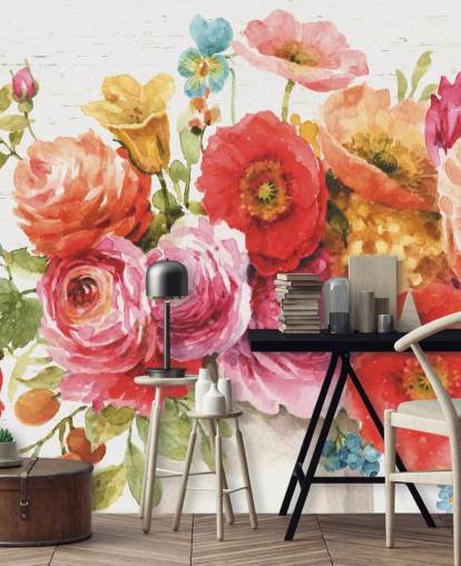 Buntes Blumenstrauß-Wandbild