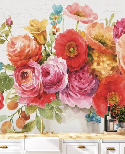 Decorazione murale con bouquet floreale colorato Decorazione murale con bouquet floreale colorato