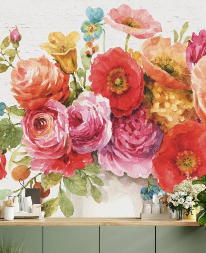 Colorful Floral Bouquet Mural