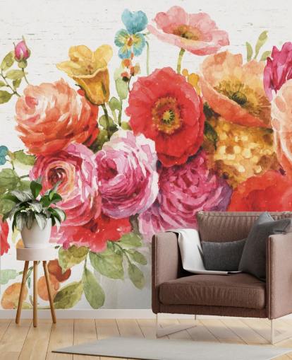 Mural de buquê floral colorido Mural de buquê floral colorido