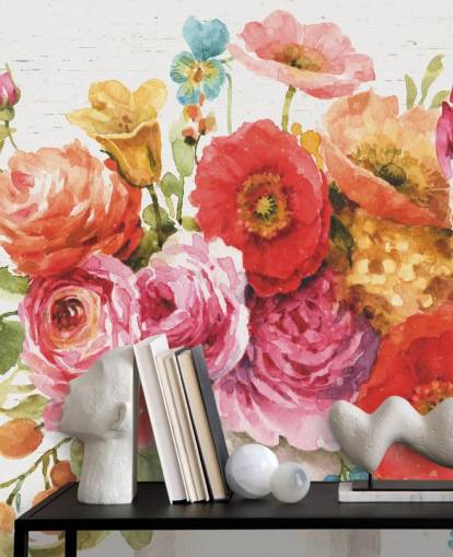 Buntes Blumenstrauß-Wandbild
