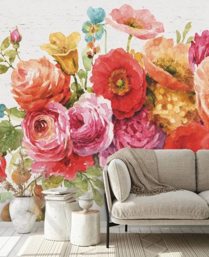 Colorful Floral Bouquet Mural Colorful Floral Bouquet Mural