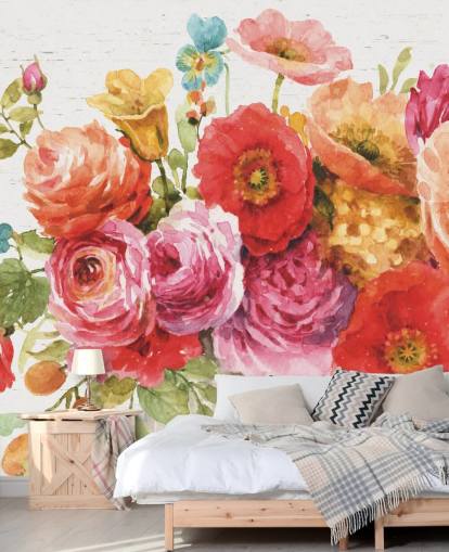 Colorful Floral Bouquet Mural