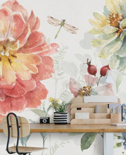 buntes florales Wandbild mit Libelle buntes florales Wandbild mit Libelle