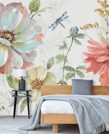 colorful floral wallpaper mural by Lisa Audit