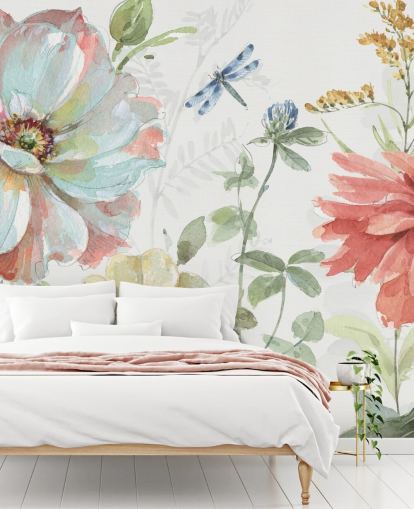 colorful floral wallpaper mural by Lisa Audit