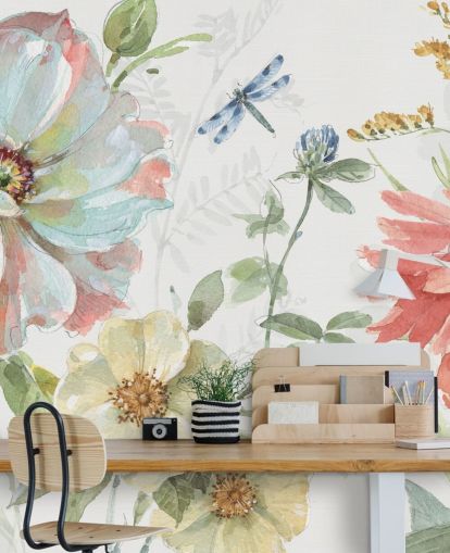 mural de papel de parede floral colorido de Lisa Audit