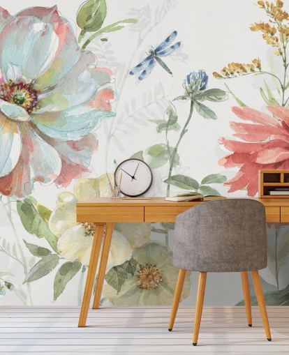 colourful floral wallpaper mural by Lisa Audit