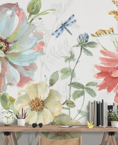 colorful floral wallpaper mural by Lisa Audit