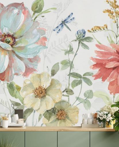 farbenfrohe Blumentapete von Lisa Audit farbenfrohe Blumentapete von Lisa Audit