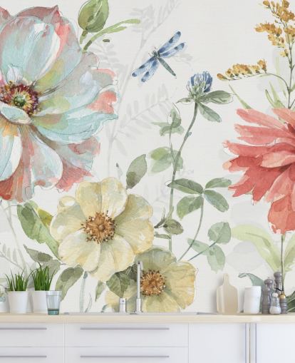 färgglada blommiga tapeter väggmålning av Lisa Audit färgglada blommiga tapeter väggmålning av Lisa Audit