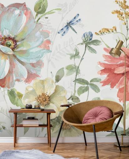 colourful floral wallpaper mural by Lisa Audit