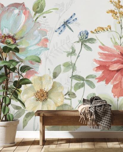 colourful floral wallpaper mural by Lisa Audit colourful floral wallpaper mural by Lisa Audit