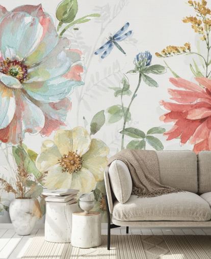 farbenfrohe Blumentapete von Lisa Audit