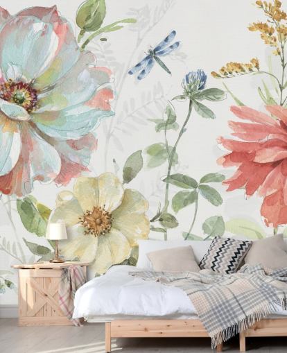 colorful floral wallpaper mural by Lisa Audit
