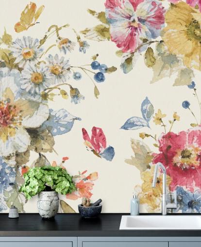 botanical wall mural by Lisa Audit