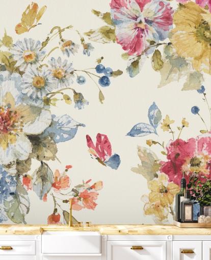 botanical wall mural by Lisa Audit