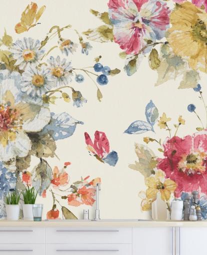 botanical wall mural by Lisa Audit