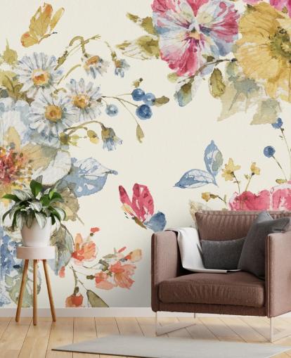 botanical wall mural by Lisa Audit