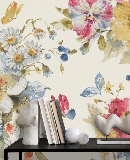 botanical wall mural by Lisa Audit