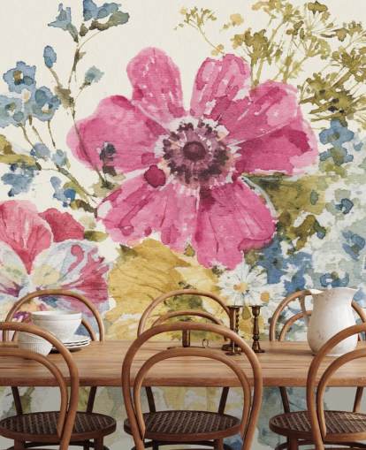 Botanische muurschildering in de zomertuin van Lisa Audit