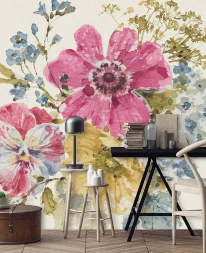 Botanische muurschildering in de zomertuin van Lisa Audit