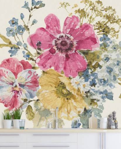 Summer Garden botanical Mural by Lisa Audit