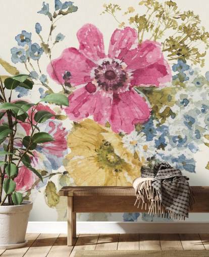 Summer Garden botanical Mural by Lisa Audit