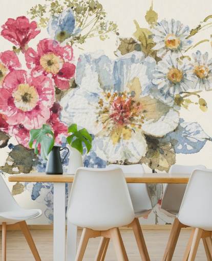 Botanische muurschildering Summer Garden III van Lisa Audit