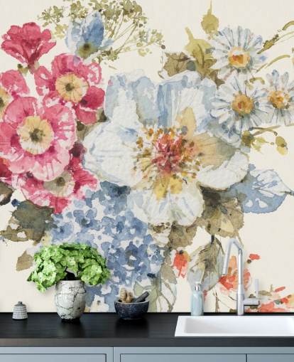 Summer Garden III botanical Mural by Lisa Audit