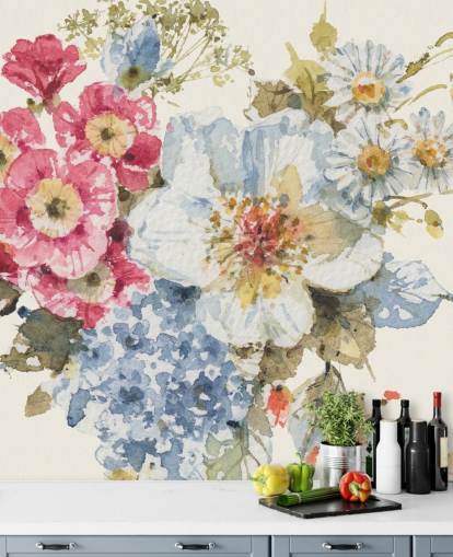 Summer Garden III botanical Mural by Lisa Audit