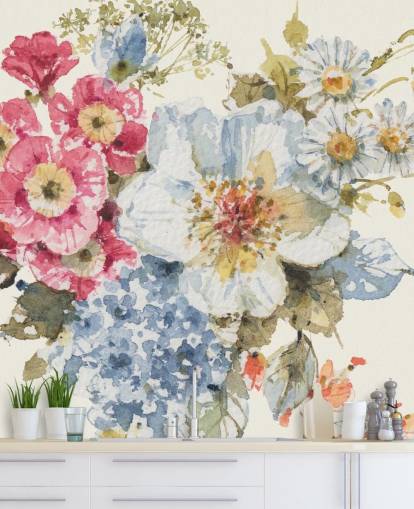 Summer Garden III botanical Mural by Lisa Audit