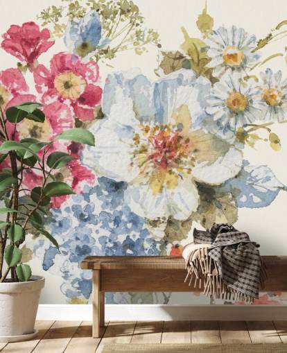 Summer Garden III botanical Mural by Lisa Audit