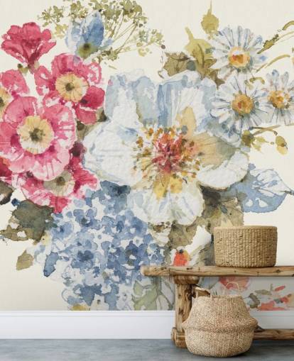 Summer Garden III botanical Mural by Lisa Audit