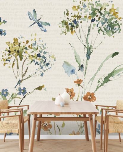 botanisches Wandbild mit Libelle botanisches Wandbild mit Libelle