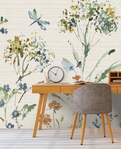 botanisches Wandbild mit Libelle botanisches Wandbild mit Libelle