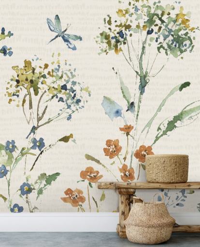 botanisches Wandbild mit Libelle botanisches Wandbild mit Libelle