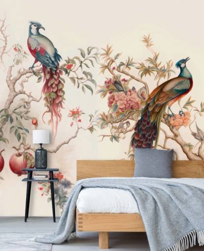 Orientalische Vogeltapete mit Pfauen