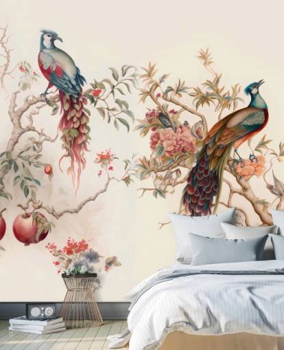 Oriental Bird Wallpaper with peacocks Oriental Bird Wallpaper with peacocks