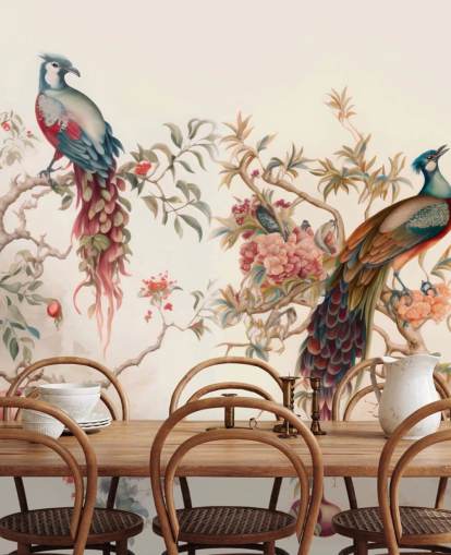 Orientalische Vogeltapete mit Pfauen Orientalische Vogeltapete mit Pfauen