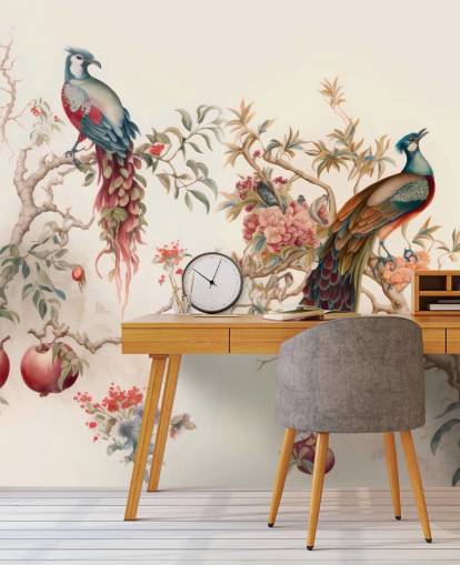Oriental Bird Wallpaper with peacocks