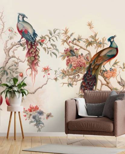 Orientalische Vogeltapete mit Pfauen