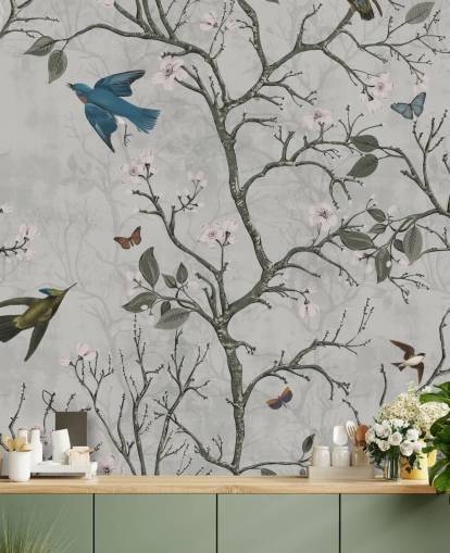 light forest wallpaper mural with birds for bedroom light forest wallpaper mural with birds for bedroom