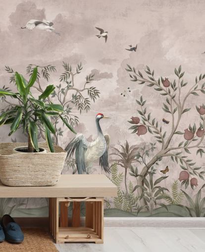 papier peint floral rose avec oiseaux pour chambre papier peint floral rose avec oiseaux pour chambre